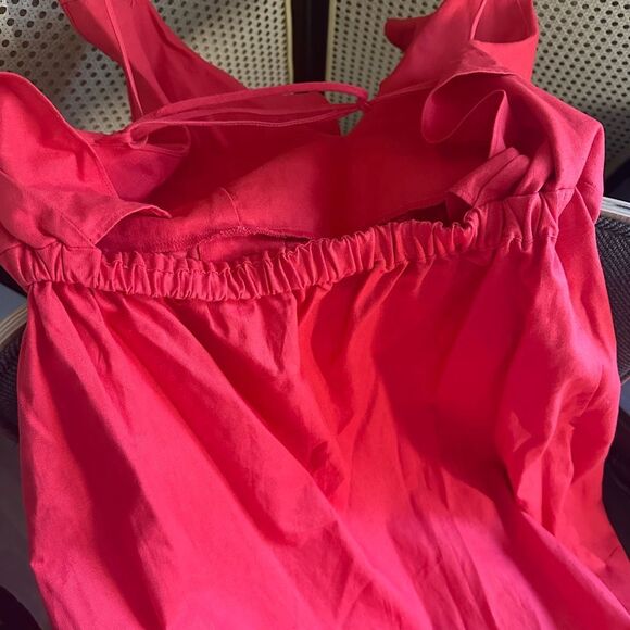 NWT Toit Volant Nana Atelier Red Ruffle Dress Sz L Backless Linen Blend - Picture 10 of 11